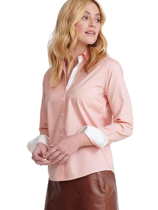 UNTUCKit Tops - UnTuckit Coral Toscano Button Up Long Sleeve Shirt Pink Ora Women 6
